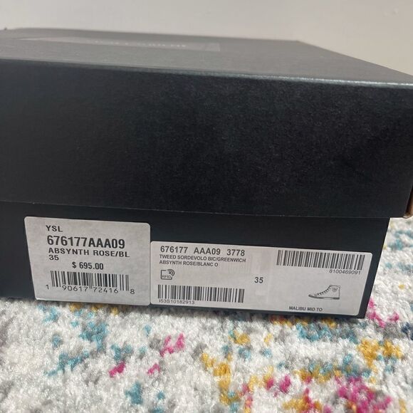 SAINT LAURENT WOMANS MALIBU BEDFORD TWEED HIGH TOP SNEAKERS - Picture 3 of 14